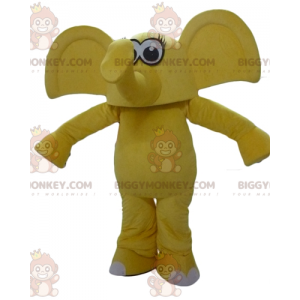 BIGGYMONKEY™ maskotkostume Gul elefant med store ører -