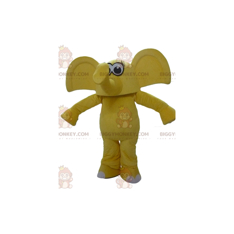 BIGGYMONKEY™ maskotkostume Gul elefant med store ører -