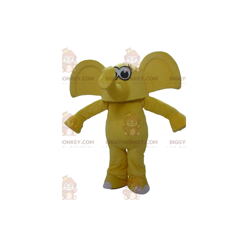 Traje de mascote BIGGYMONKEY™ Elefante amarelo com orelhas