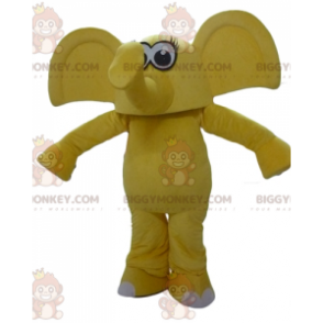 BIGGYMONKEY™ maskotkostume Gul elefant med store ører -