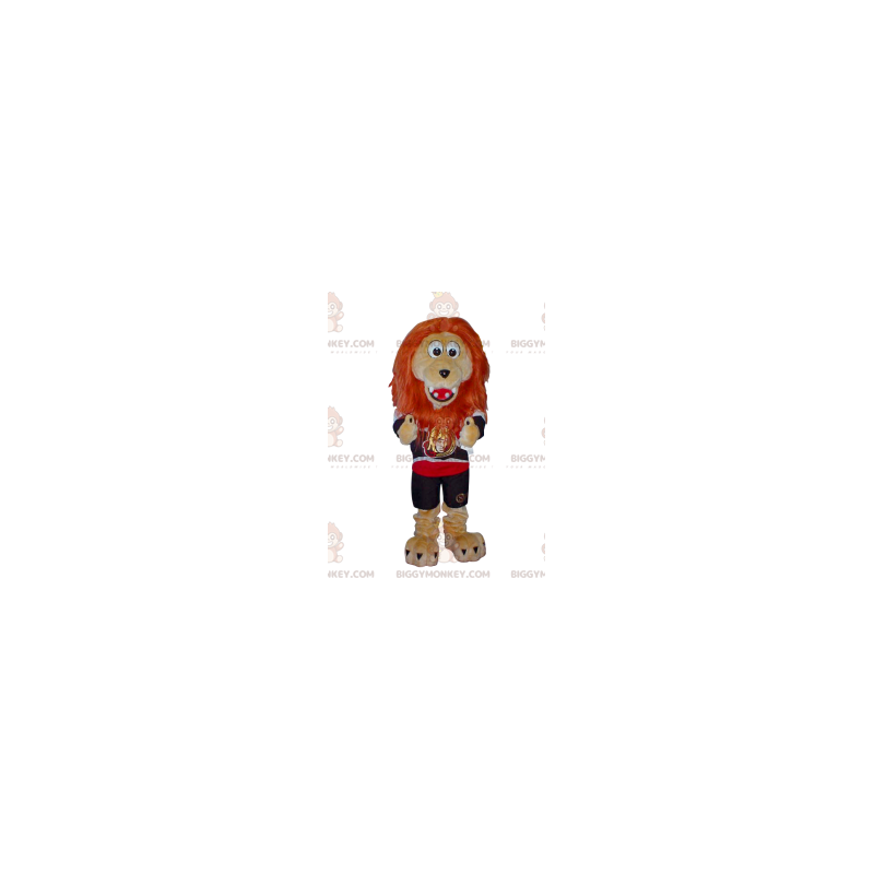 BIGGYMONKEY™ Mascot Costume of Beige Lion with Orange Mane –