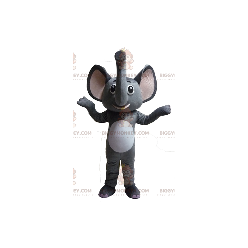Funny and Quirky Gray and White Elephant BIGGYMONKEY™ Mascot
