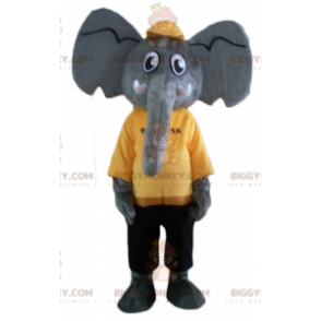 BIGGYMONKEY™ Costume da mascotte di Elefante grigio in abito