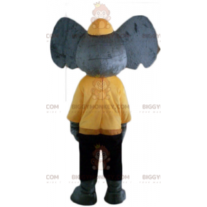 BIGGYMONKEY™ Mascot Costume of Grey Elephant i gul och svart