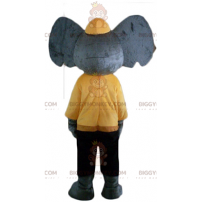 BIGGYMONKEY™ Mascot Costume of Gray Elephant in Yellow and