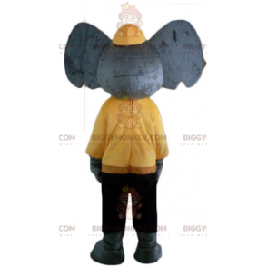 Traje de mascote BIGGYMONKEY™ de elefante cinza em traje