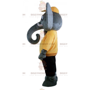 BIGGYMONKEY™ Mascot Costume of Gray Elephant in Yellow and