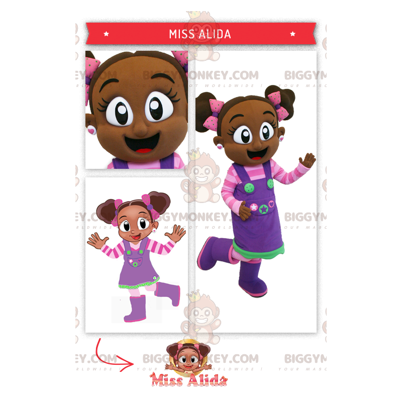 BIGGYMONKEY™ Costume da mascotte di ragazza africana in abito