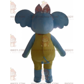 Costume da mascotte BIGGYMONKEY™ elefante blu giallo e rosa