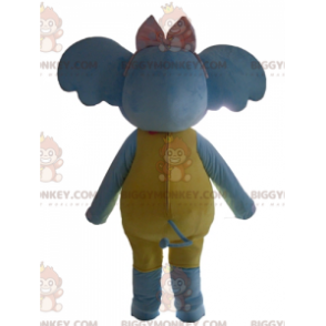 Costume de mascotte BIGGYMONKEY™ d'éléphant bleu jaune et rose