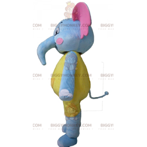 Lokkende og farverig blågul og lyserød elefant BIGGYMONKEY™
