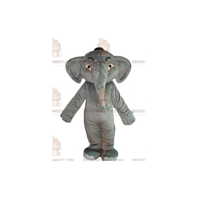 Costume de mascotte BIGGYMONKEY™ d'éléphant gris doux et