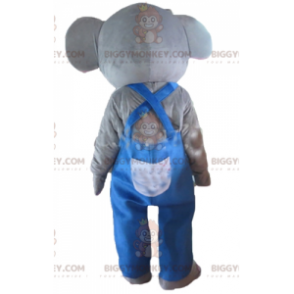 Traje de mascote BIGGYMONKEY™ cinza e elefante rosa com macacão