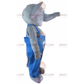 BIGGYMONKEY™ Mascot Costume Gray and Pink Elephant with Blue