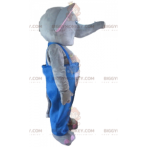 BIGGYMONKEY™ Mascottekostuum grijze en roze olifant met blauwe
