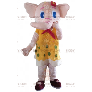 BIGGYMONKEY™ Costume da mascotte di elefante rosa in abito