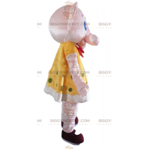 BIGGYMONKEY™ Costume da mascotte di elefante rosa in abito