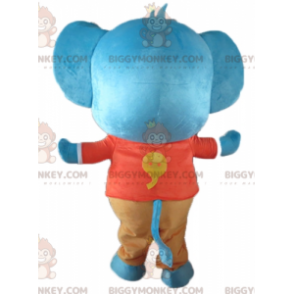 BIGGYMONKEY™ Mascot Costume Giant Blue Elephant in Red and