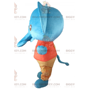 Big Blue and White Elephant BIGGYMONKEY™ Mascot Sizes L (175-180CM)