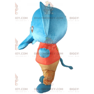 BIGGYMONKEY™ mascottekostuum gigantische blauwe olifant in rood