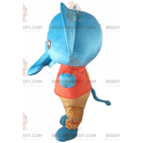 BIGGYMONKEY™ Mascot Costume Giant Blue Elephant in Red and