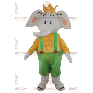 BIGGYMONKEY™ Mascottekostuum van olifant in geel en groen