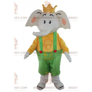 Kostium maskotka słonia BIGGYMONKEY™ w żółto-zielonym stroju z