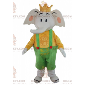 BIGGYMONKEY™ Costume da mascotte di elefante in giallo e verde