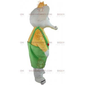 Costume de mascotte BIGGYMONKEY™ d'éléphant en tenue jaune et