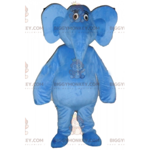 Traje de mascote de elefante azul gigante totalmente
