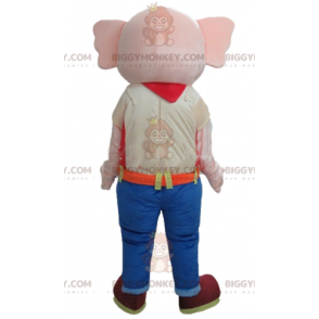 Fantasia de mascote de elefante rosa BIGGYMONKEY™ com roupa