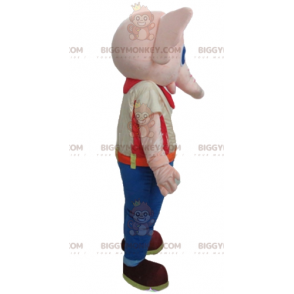 Kostium maskotka różowy słoń BIGGYMONKEY™ w kolorowym stroju -