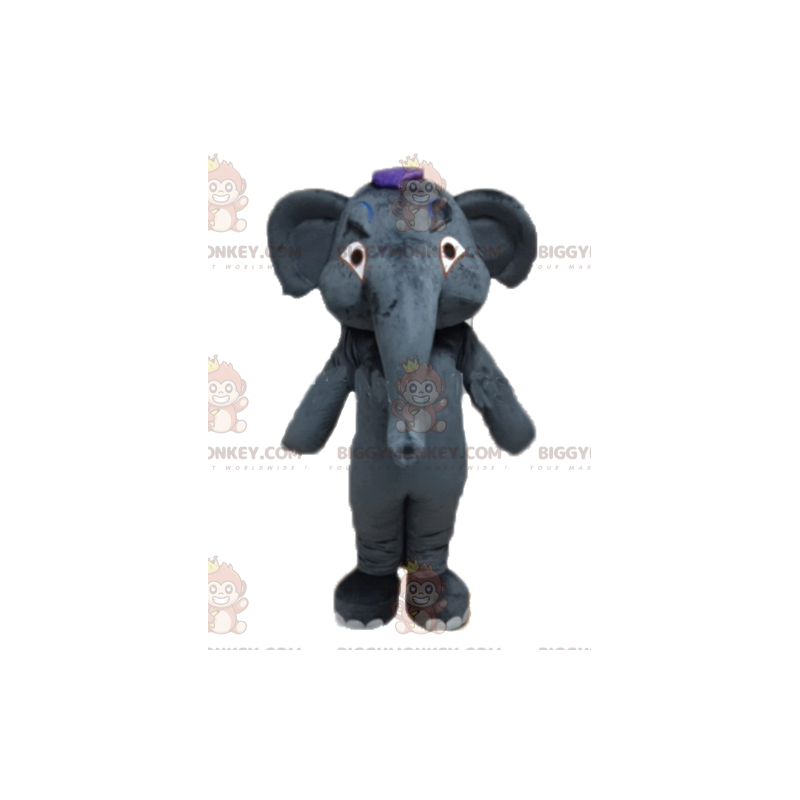 Costume mascotte Giant Grey Elephant BIGGYMONKEY™ completamente