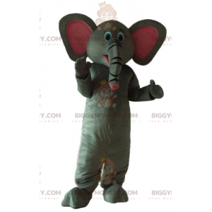 Bonito y muy exitoso disfraz de mascota de elefante gris y rosa