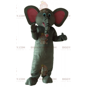 Costume de mascotte BIGGYMONKEY™ d'éléphant gris et rose mignon