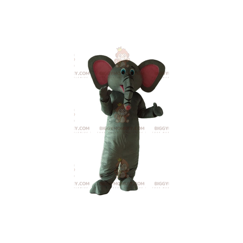 Costume da mascotte BIGGYMONKEY™ elefante grigio e rosa carino