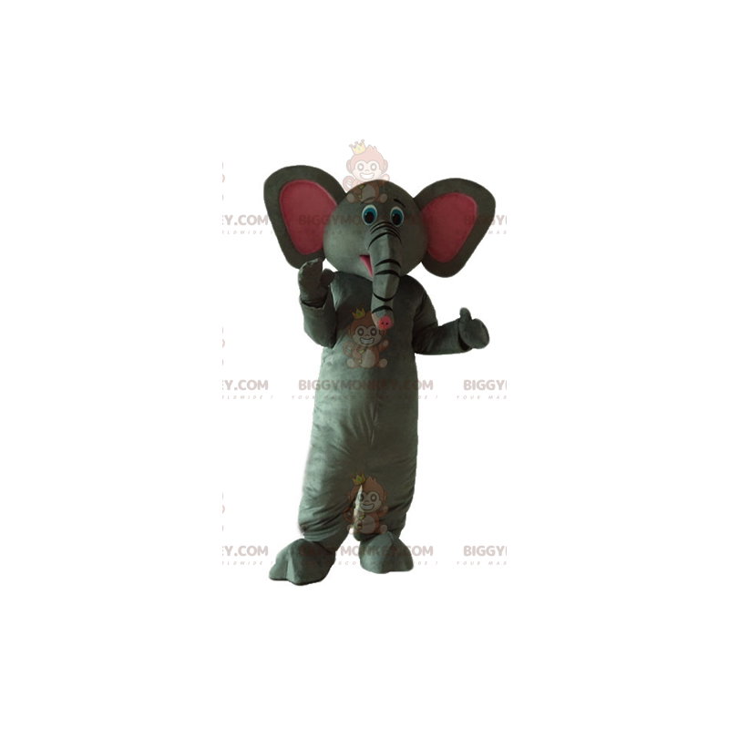 Costume de mascotte BIGGYMONKEY™ d'éléphant gris et rose mignon