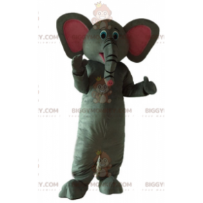 Costume de mascotte BIGGYMONKEY™ d'éléphant gris et rose mignon