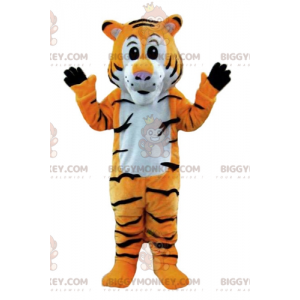 Πορτοκαλί Λευκή και Μαύρη ριγέ στολή μασκότ Tiger BIGGYMONKEY™