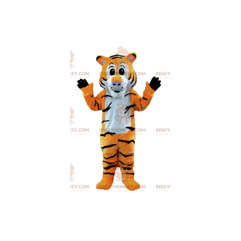 Orange White and Black Striped Tiger BIGGYMONKEY™ Mascot