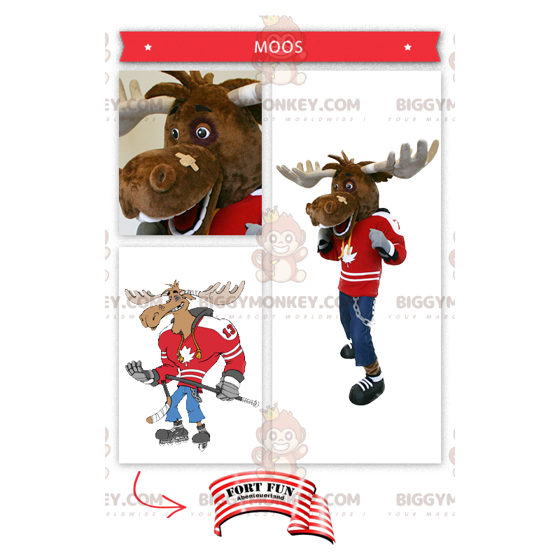 Hockeyspeler Caribou BIGGYMONKEY™ mascottekostuum -