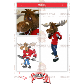 Costume de mascotte BIGGYMONKEY™ de caribou joueur de hockey -