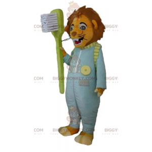 Tiger BIGGYMONKEY™ Mascot Costume with Jumpsuit and Toothbrush