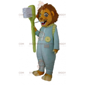 Costume da mascotte Tiger BIGGYMONKEY™ con tuta e spazzolino da