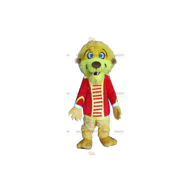 BIGGYMONKEY™ mascottekostuum gele tijger leeuw in circus outfit