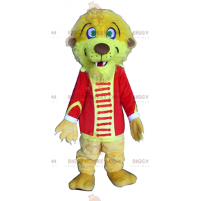 BIGGYMONKEY™ mascottekostuum gele tijger leeuw in circus outfit