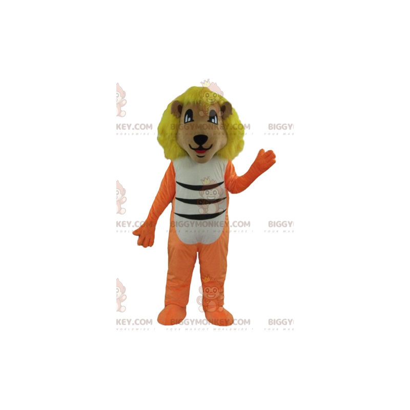 BIGGYMONKEY™ Mascottekostuum Oranje, witte en zwarte leeuw met