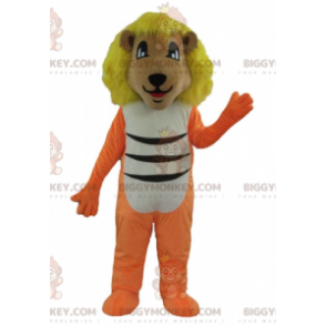 BIGGYMONKEY™ Mascottekostuum Oranje, witte en zwarte leeuw met