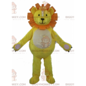 BIGGYMONKEY™ Lion Cub Mascot Kostuum Geel Wit Oranje -
