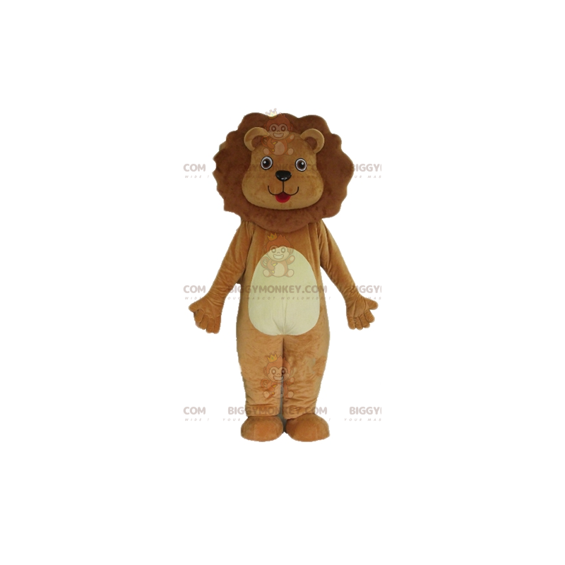 Costume de mascotte BIGGYMONKEY™ de lion marron et blanc mignon